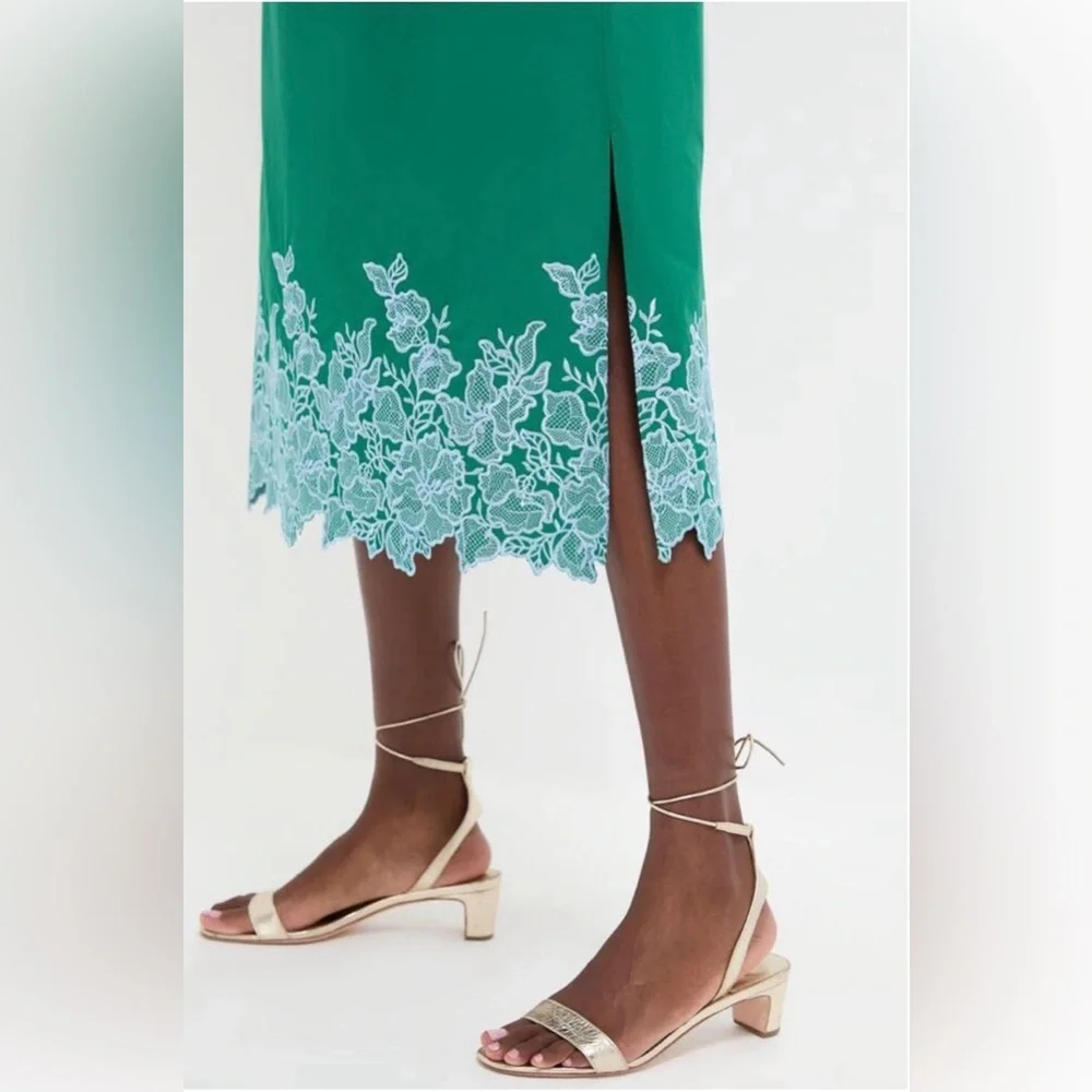 HYACINTH HOUSE Green & Baby Blue Embroidery Eliza Midi Dress
Size S. NWT - Picture 5 of 7